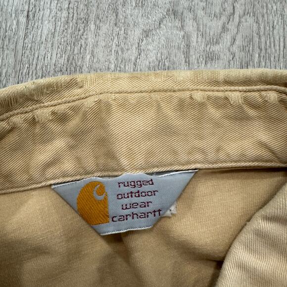 Vintage Carhartt Button Down Shirt Men's 3XL Yellow Workwear Work 90s Utility - Picture 5 of 7